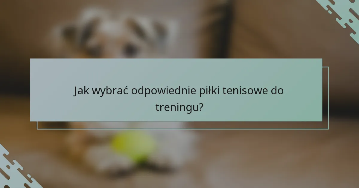 Jak wybrać odpowiednie piłki tenisowe do treningu?