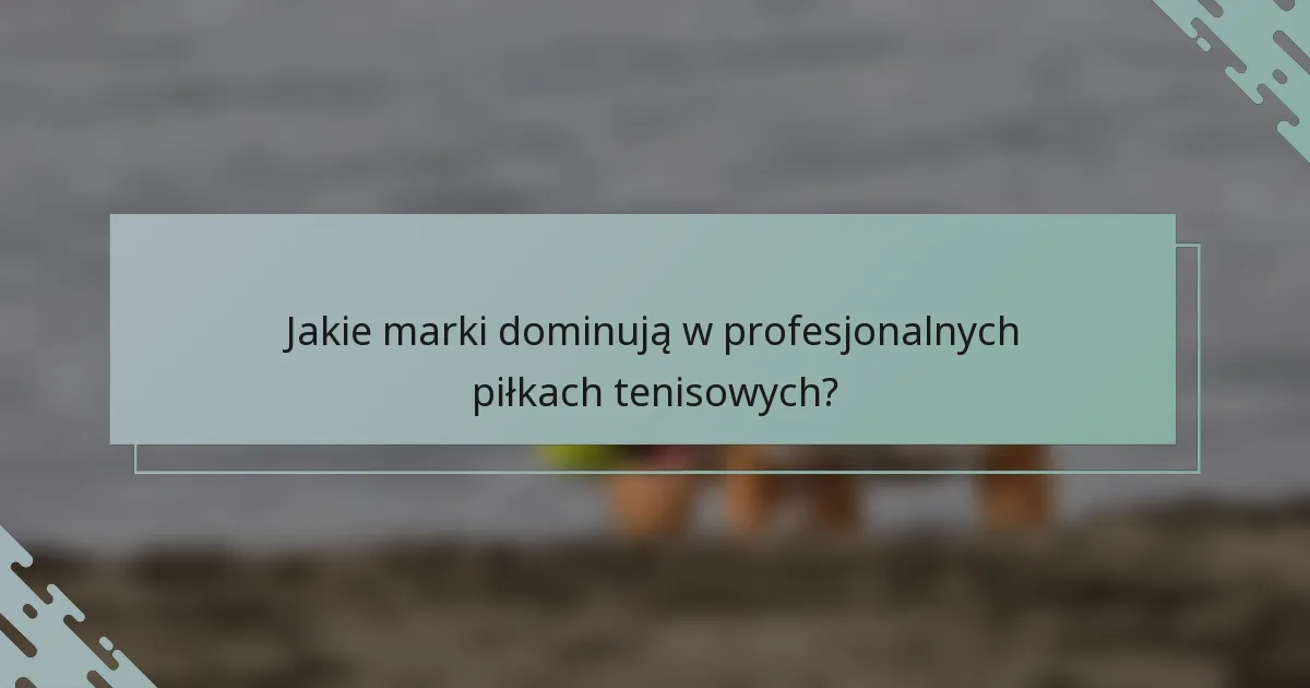 Jakie marki dominują w profesjonalnych piłkach tenisowych?