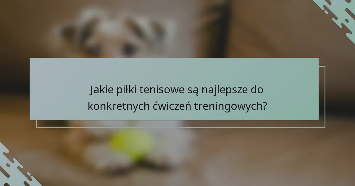 Jakie piłki tenisowe są najlepsze do konkretnych ćwiczeń treningowych?