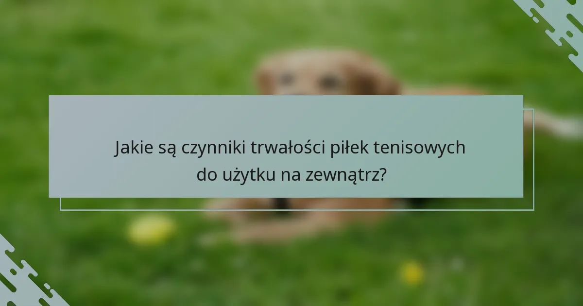 Jakie są czynniki trwałości piłek tenisowych do użytku na zewnątrz?
